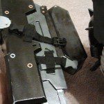 Example backpack straps on clips on sheath and back
