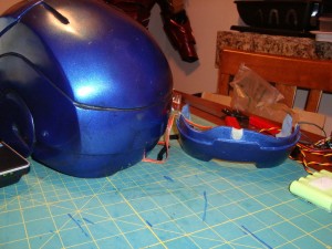 Magnets on embedded on helmet piece